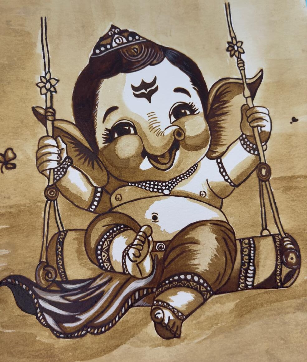 Coffee Painting Of Lambodara