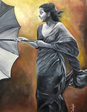 Enjoying with umbrella